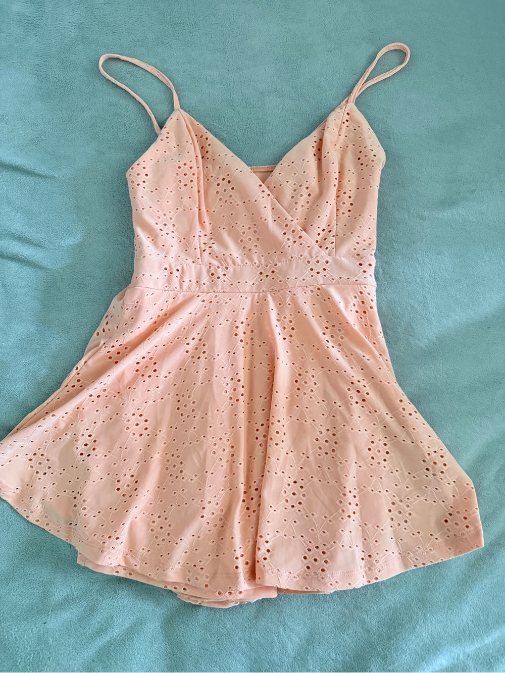 Rue21 Peach Eyelet Mini Dress with Spaghetti Straps